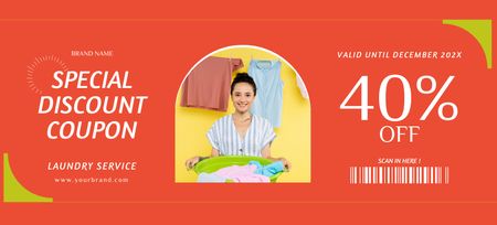 Special Discount Offer for Laundry Services Coupon 3.75x8.25in Design Template