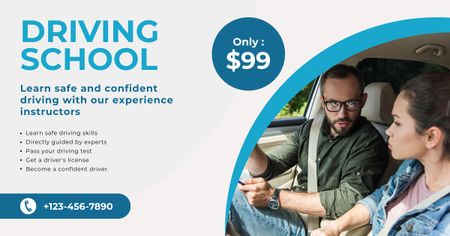 Expert Instructor And Car Driving Course Offer Facebook AD Design Template