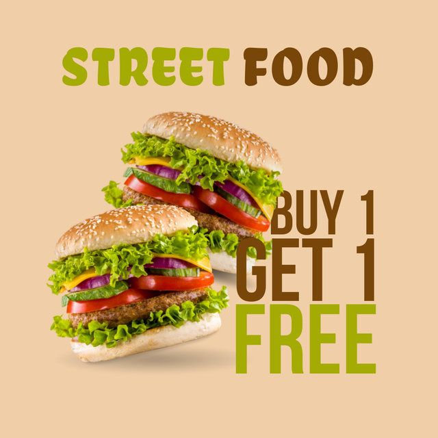 Street Food Ad with Delicious Burgers Instagram Tasarım Şablonu