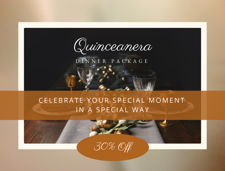 Celebration Quinceañera with Discount for Dinner Postcard 4.2x5.5in – шаблон для дизайну