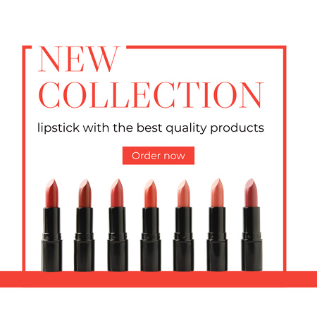 Cosmetics Ad with Red Lipsticks Instagram Design Template