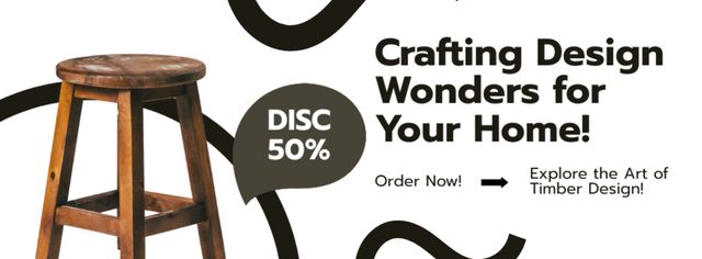 Modèle de visuel Crafting Design Pieces Offer with Wooden Stool - Facebook cover