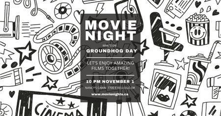 Movie night event Annoucement Facebook AD Design Template