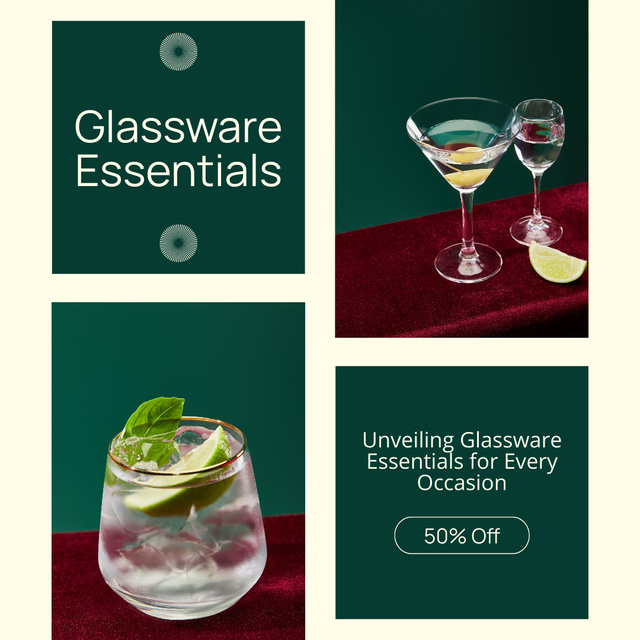Impressive Glassware Collection At Half Price Instagram AD Πρότυπο σχεδίασης