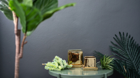 ホームデッキの花瓶と植物 Zoom Backgroundデザインテンプレート