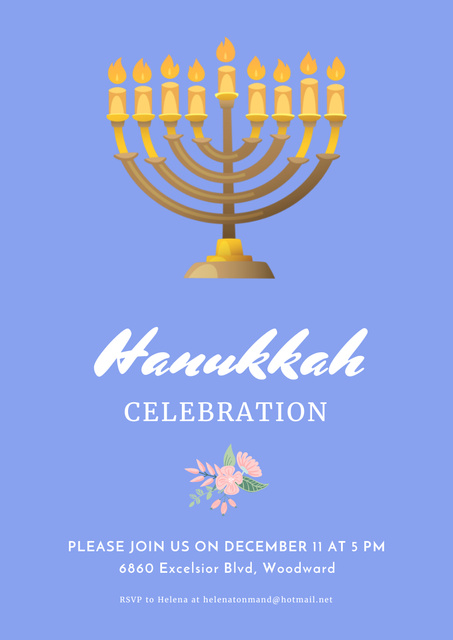 Ontwerpsjabloon van Poster A3 van Invitation to Hanukkah Celebration with Menorah