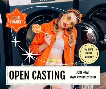 Opening of Casting at Model Agency Facebook Design Template