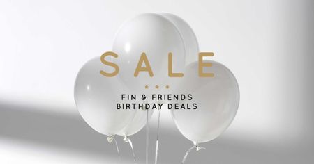 Birthday Deals Offer with White Balloons Facebook AD Design Template