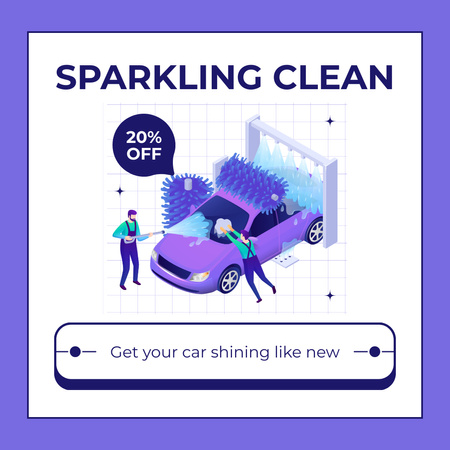 Sparkling Car Clean with Discount Instagram AD Design Template