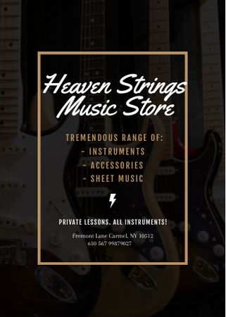 Guitars in Music Store Invitation Tasarım Şablonu