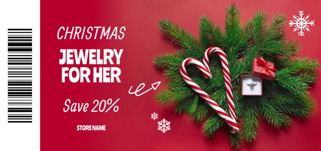 Designvorlage Lovely Christmas Female Jewelry Sale Offer für Coupon Din Large