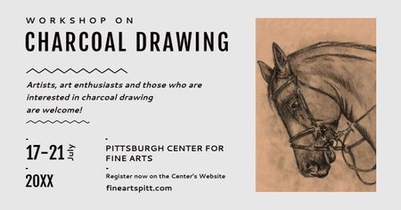 Ontwerpsjabloon van Facebook AD van art center ad met paard grafische illustratie