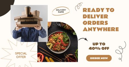 Special Offer For Food Delivery With Discount Facebook AD Design Template