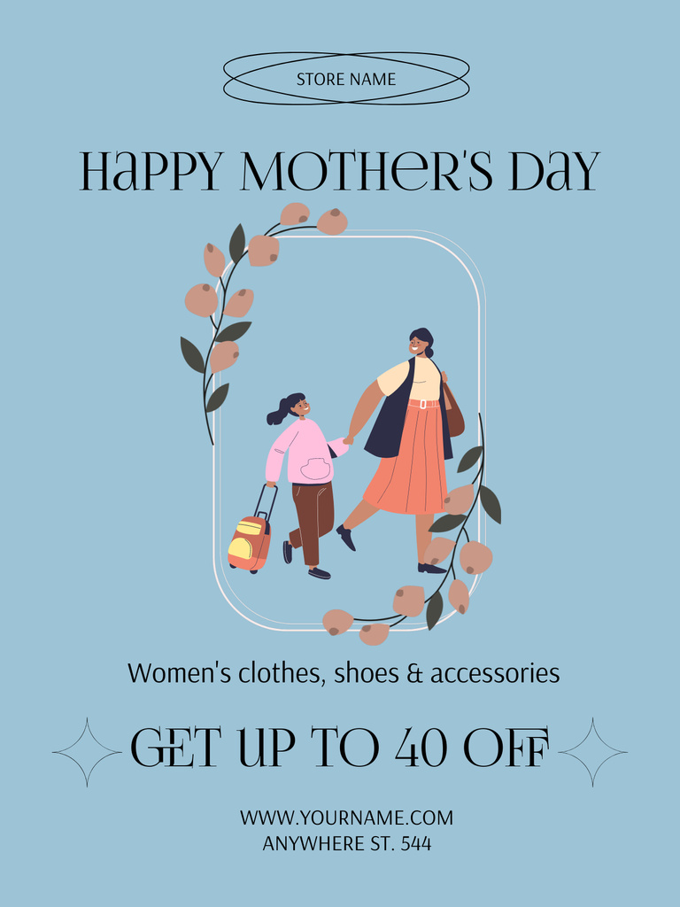 Mother's Day Holiday Discount Ad Poster US Tasarım Şablonu