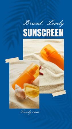 Designvorlage Collage mit Sonnenschutzprodukten in gelben Flaschen für TikTok Video