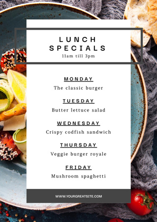 Daily Dishes for Lunch List Menu Design Template