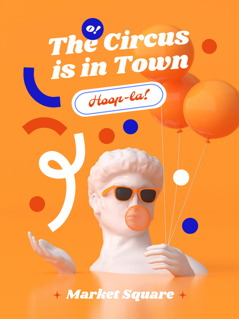 Circus Show Announcement with Cool Statue Poster US tervezősablon