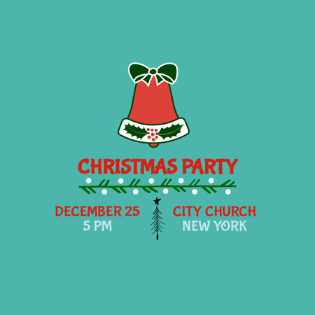 Christmas Party Announcement with Bell Image Instagram Modelo de Design