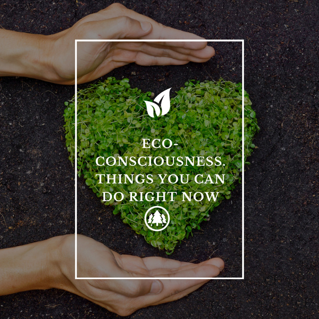 Eco-Consciousness Concept with Heart in Hands Instagram Design Template