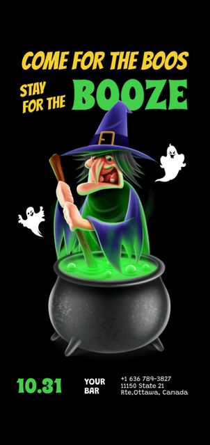 Witchcraft on Halloween on Black Flyer DIN Large Design Template