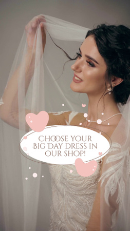 Nabídka svatebních šatů a šťastná nevěsta TikTok Video Šablona návrhu