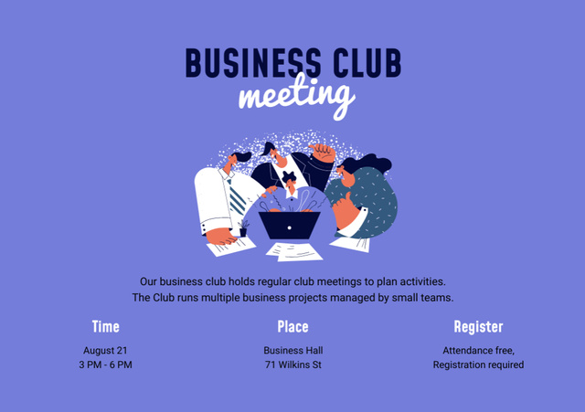 Platilla de diseño Workers on Business Club Meeting Flyer A5 Horizontal