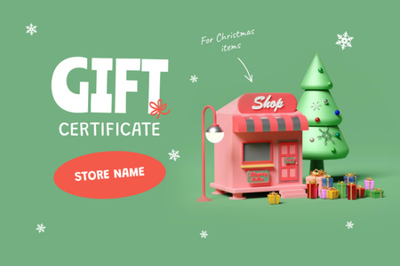 Christmas Special Offer with Gifts and Tree Gift Certificate Design Template