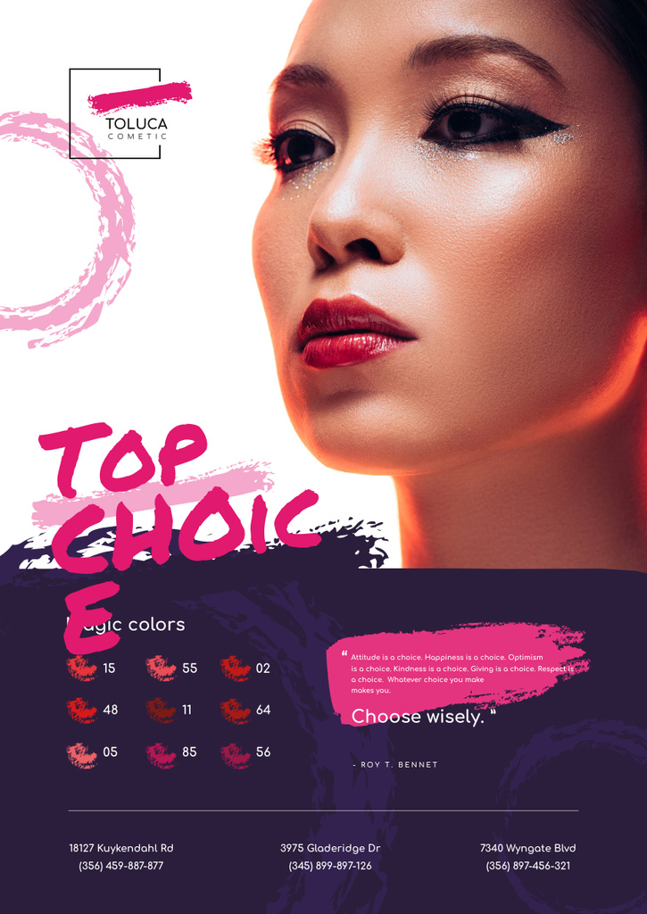 Platilla de diseño Lipstick Ad with Woman with Red Lips Poster A3