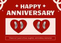 Anniversary Greeting on Bright Red