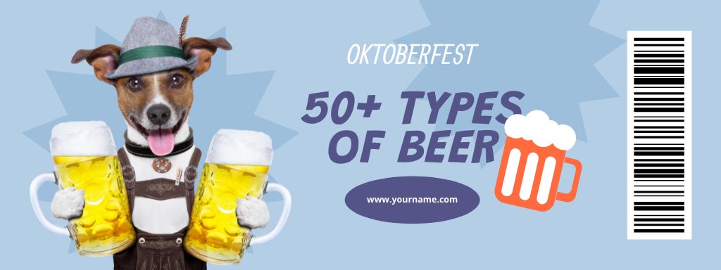 Ad of Beer Types on Oktoberfest Coupon Tasarım Şablonu