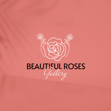 Template di design Emblem with Beautiful Roses in Pink Logo 1080x1080px