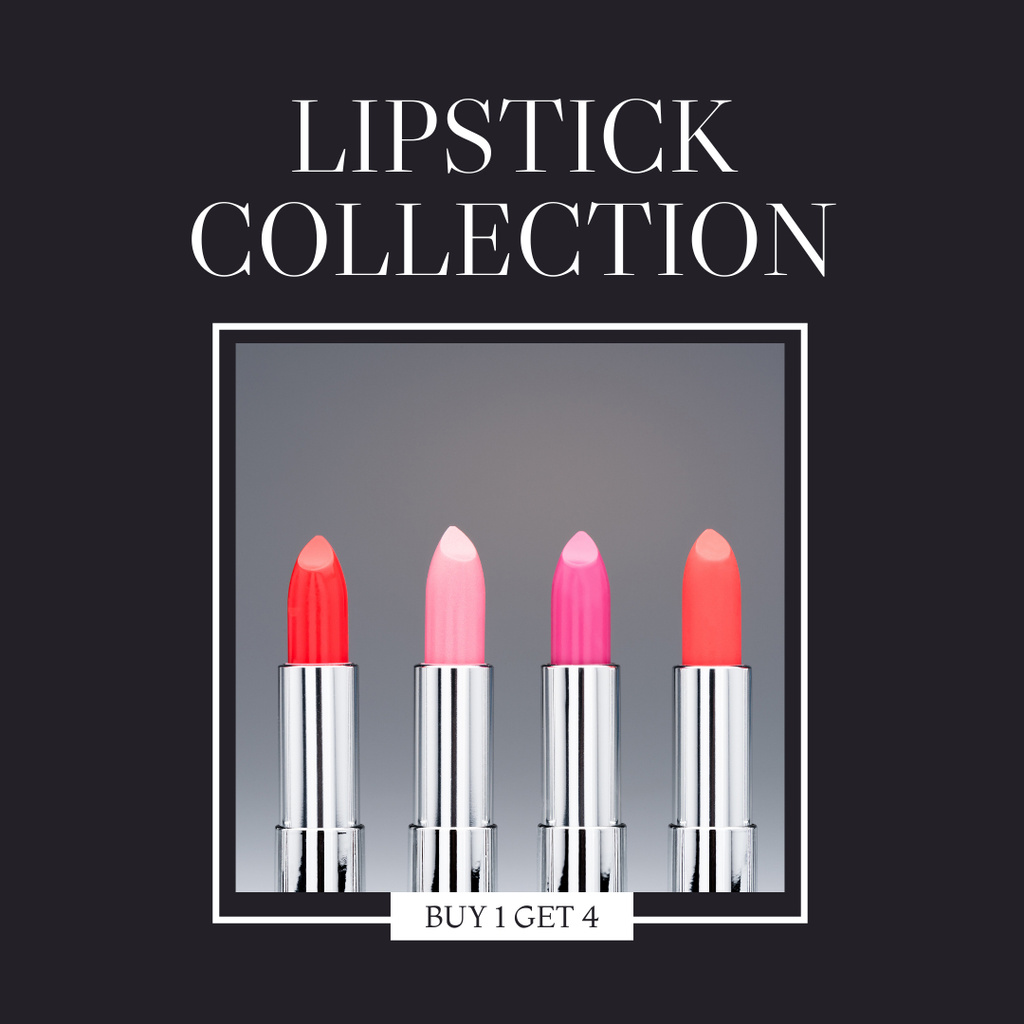 Ontwerpsjabloon van Instagram van Cosmetics Ad whit Lipsticks