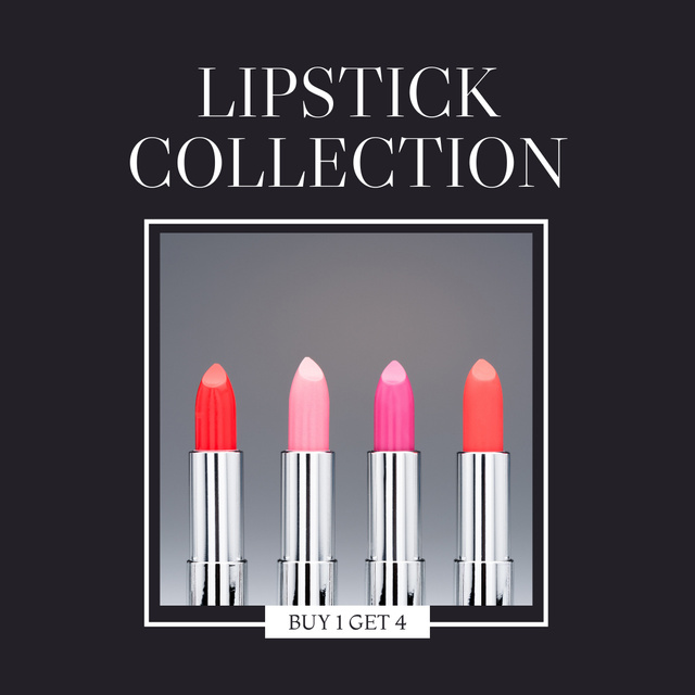Cosmetics Ad whit Lipsticks Instagram Design Template