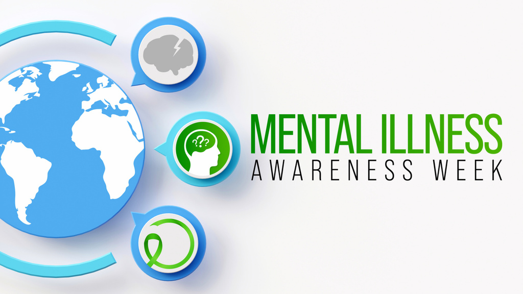 Mental Illness Awareness Week Announcement with Earth Illustration Zoom Background Modelo de Design