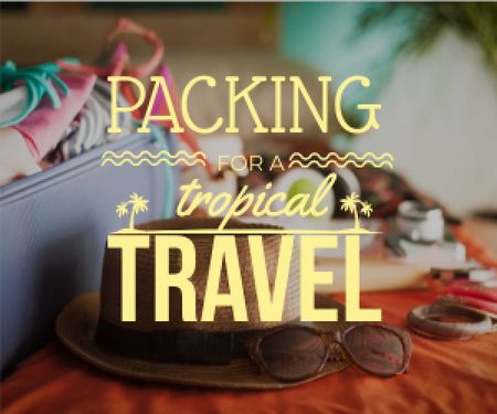 Packing for a tropical travel poster Medium Rectangle Design Template