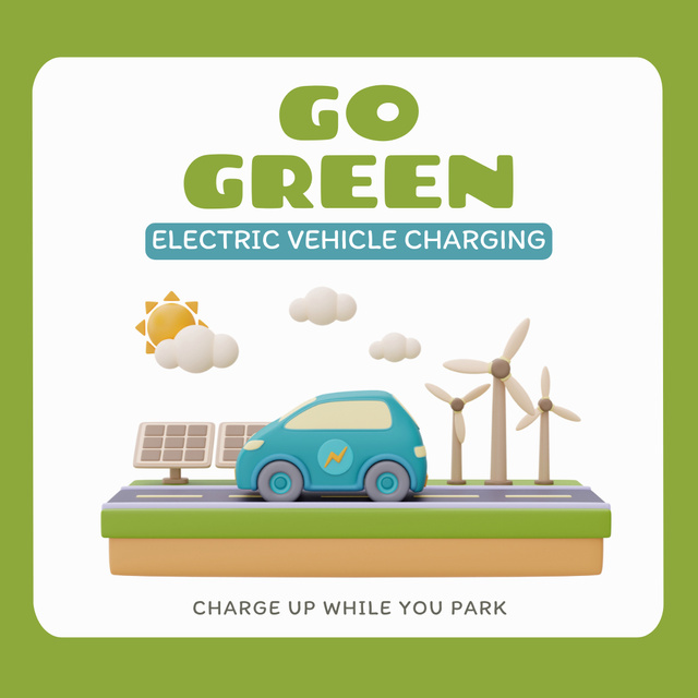 Ontwerpsjabloon van Instagram van Electric Vehicle Chargin Services