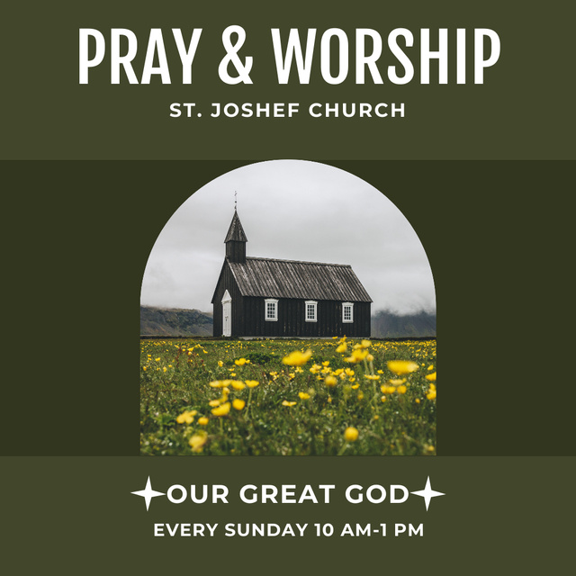 Worship Announcement with Church in Field Instagram Modelo de Design