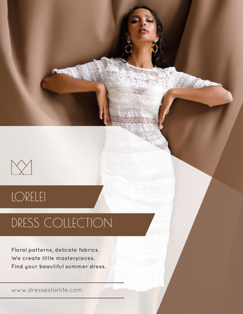 Anúncio de moda com mulher de vestido Flyer 8.5x11in Modelo de Design