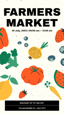 Frutas e vegetais no Farmer's Market Instagram Story Modelo de Design