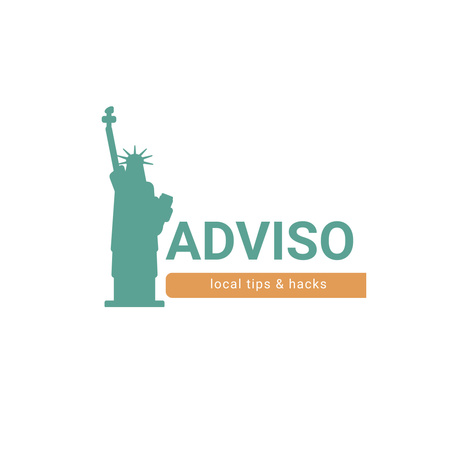 Travelling Tips with Statue of Liberty Icon Logo 1080x1080px – шаблон для дизайну