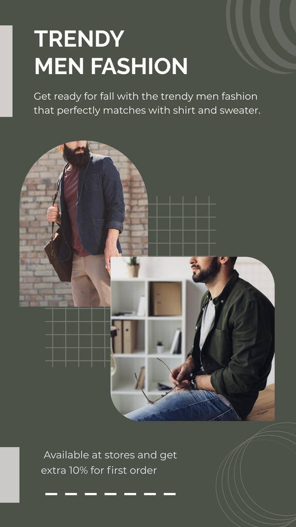 Trendy Men's Clothing Instagram Storyデザインテンプレート