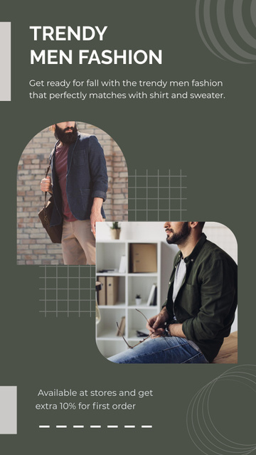 Designvorlage Trendy Men's Clothing für Instagram Story