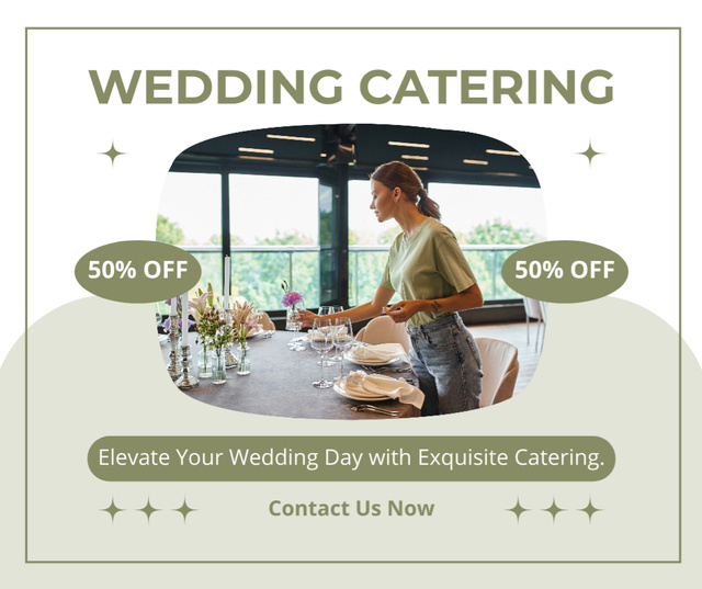 Discount on Experienced Wedding Catering Company Services Facebook Design Template