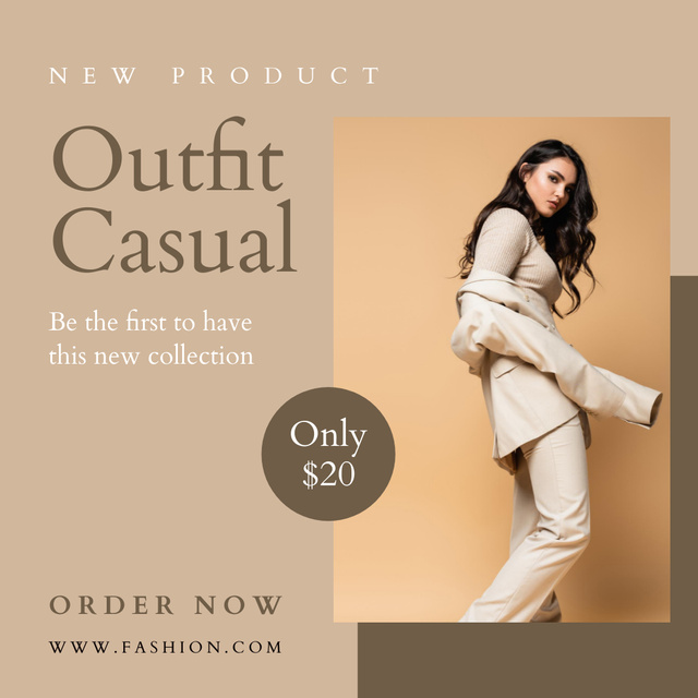 Elegant Stylish Woman Presents Fashionable Fashion Sale Ad Instagram Πρότυπο σχεδίασης