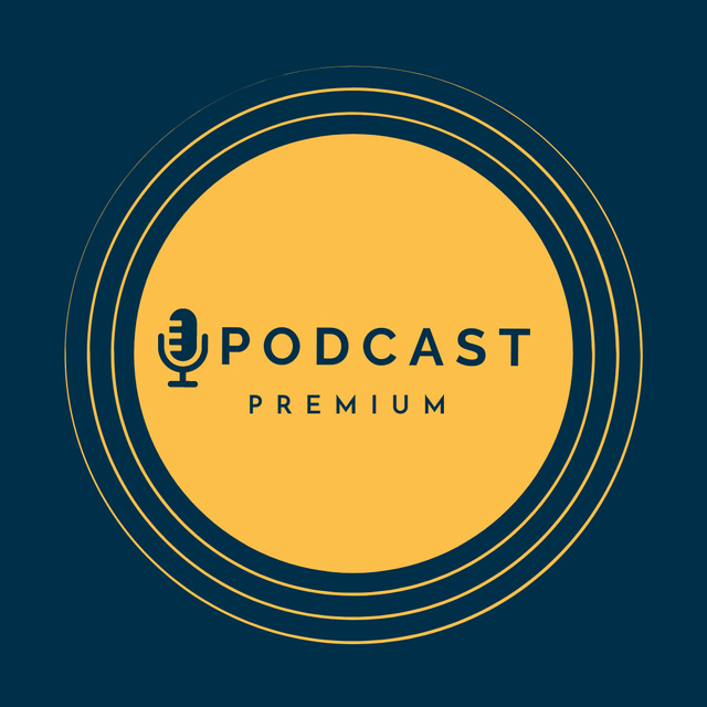Ontwerpsjabloon van Logo van Emblem of Podcast on Blue
