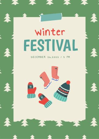 Plantilla de diseño de Winter Festival Announcement Invitation 