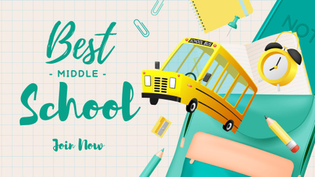 Perfect Middle School Apply Announcement With Illustration Full HD video Design Template