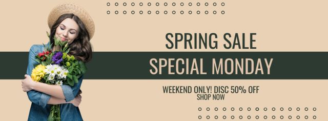 Plantilla de diseño de SPRING SALE Special Monday Facebook cover 