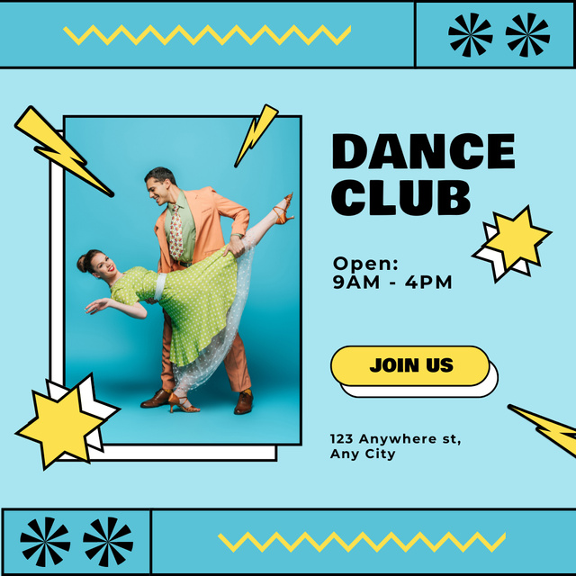 Dance Club Ad with Cute Couple Instagram Design Template