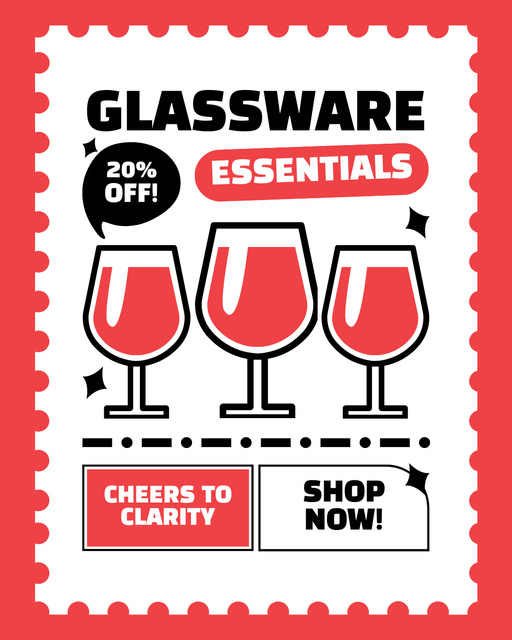 Awesome Wineglasses Set At Discounted Rates Offer Instagram Post Vertical Modelo de Design